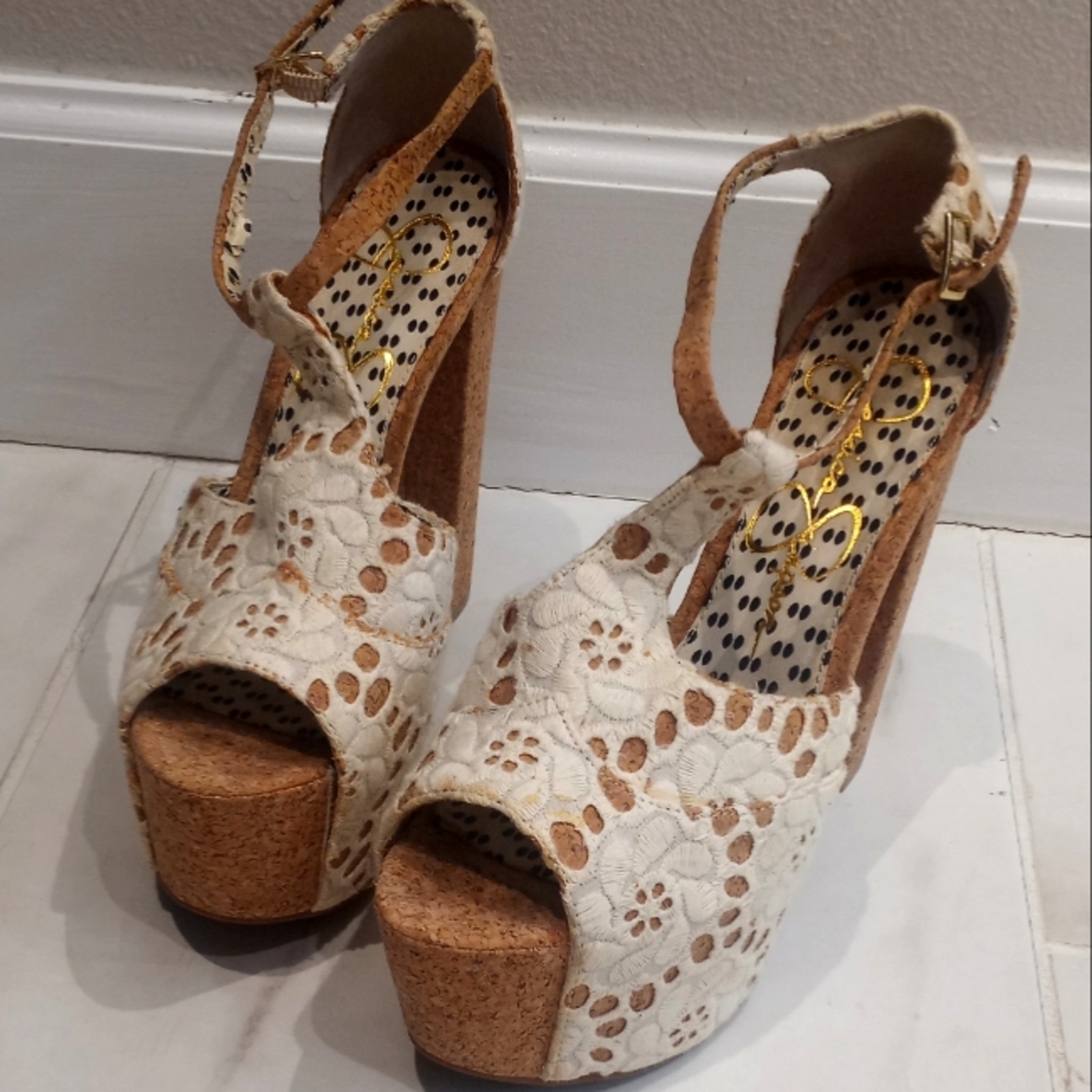 Jessica Simpson cork heels, size 8